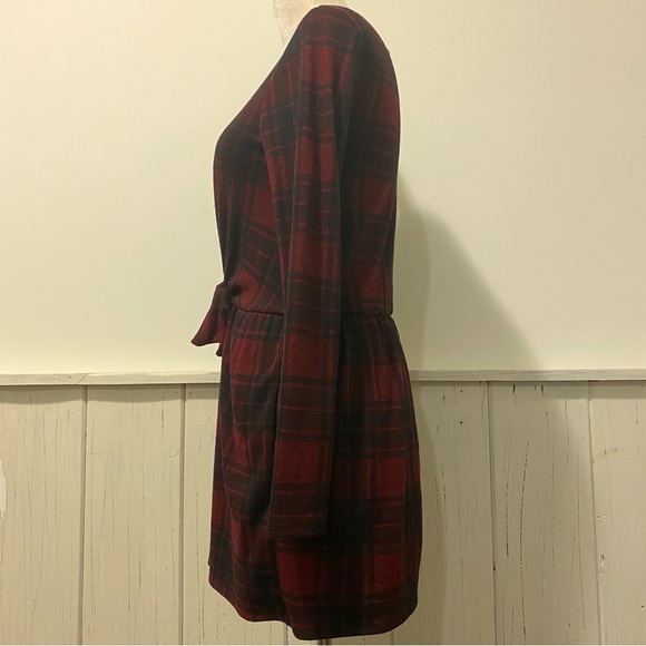 Abercrombie Kids Girls 11/12 Long Sleeve Red Black Plaid Dress - Picture 3 of 13
